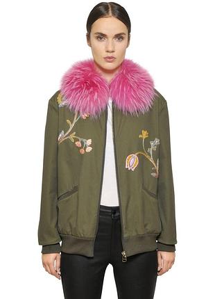 Mr & mrs italy куртка бомбер, мех енота