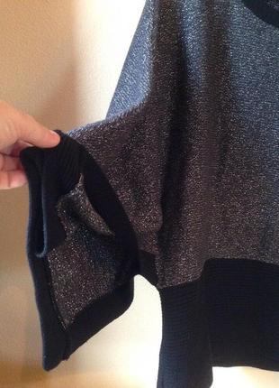 Серебристый свитер кимоно c контрастной оторочкой по контуру (оверсайз)2 фото