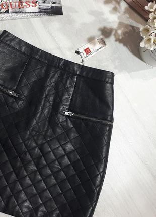 Черная кож-зам юбка warehouse/классическая черная юбка/юбка с молниями3 фото