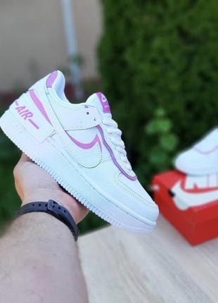 Женские кроссовки nike air force 1 shadow белые с розовым / жіночі кросівки2 фото