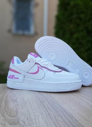 Женские кроссовки nike air force 1 shadow белые с розовым / жіночі кросівки7 фото