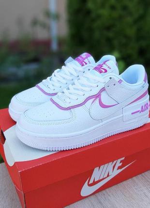 Женские кроссовки nike air force 1 shadow белые с розовым / жіночі кросівки4 фото