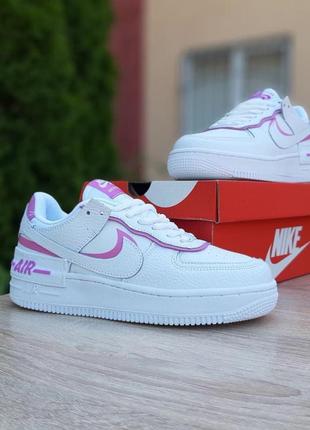 Женские кроссовки nike air force 1 shadow белые с розовым / жіночі кросівки5 фото