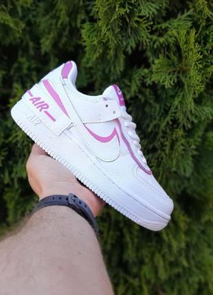 Женские кроссовки nike air force 1 shadow белые с розовым / жіночі кросівки8 фото