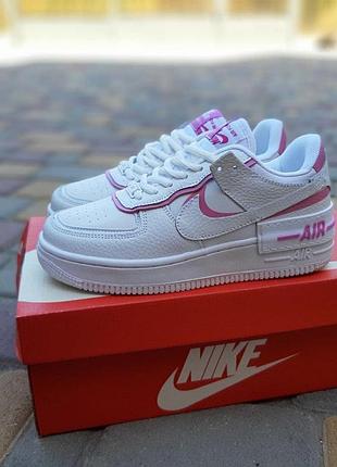 Женские кроссовки nike air force 1 shadow белые с розовым / жіночі кросівки6 фото