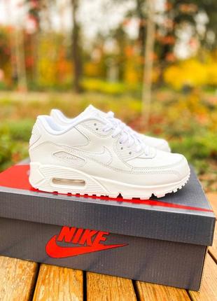 Женские кроссовки nike air max 90 leather "all white"