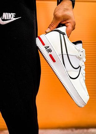 Мужские кроссовки nike air force 1 react "white/black"