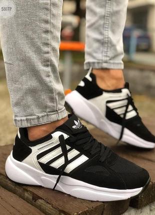🖤adidas black white😎🤩мужские кроссовки адидас весна-осень, кросівки адідас чорні