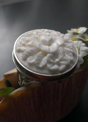 Авторська срібна каблучка з квітковою камеєю, україна6 фото