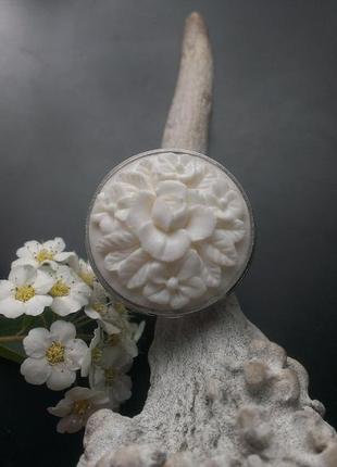 Авторська срібна каблучка з квітковою камеєю, україна2 фото