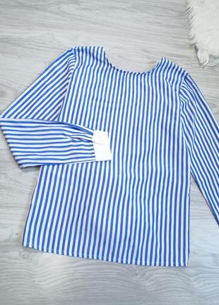 Трендовая блуза рубашка в полоску с открытой спиной7 фото