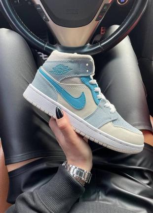 Кросівки air jordan 1 mid mixed textures blue1 фото