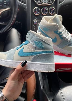 Кросівки air jordan 1 mid mixed textures blue4 фото