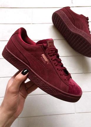 Стильные кроссовки puma suede classic velvet cordovan, оригинал, пума замшевые кеды