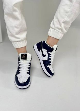 Nike air jordan 1🆕шикарные женсике кроссовки🆕синие кожаные высокие найк🆕жіночі кросівки🆕7 фото