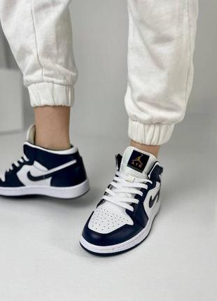 Nike air jordan 1🆕шикарные женсике кроссовки🆕синие кожаные высокие найк🆕жіночі кросівки🆕3 фото