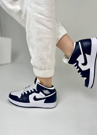 Nike air jordan 1🆕шикарные женсике кроссовки🆕синие кожаные высокие найк🆕жіночі кросівки🆕4 фото