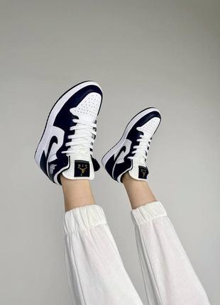 Nike air jordan 1🆕шикарные женсике кроссовки🆕синие кожаные высокие найк🆕жіночі кросівки🆕6 фото