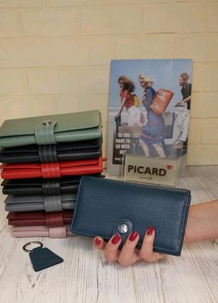 Кошелек женский picard кожаный изумрудный на кнопке (8905 peacock)