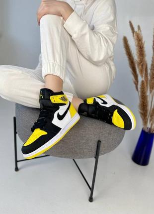 Nike air jordan 1🆕шикарные женсике кроссовки🆕черно-желтые высокие найки🆕жіночі кросівки🆕4 фото