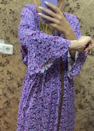 Длинное платье халат в цветочный принт5 фото
