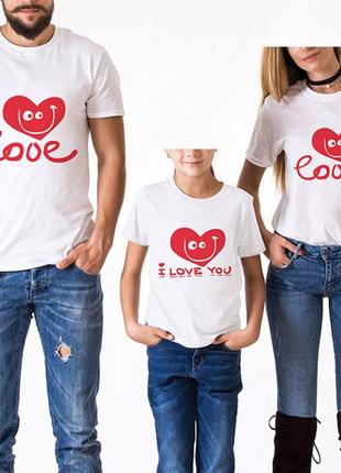 Футболки фемілі цибулю family look для всієї родини "love. серце-смайл" push it