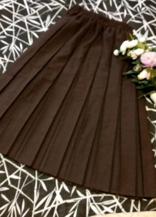 Плиссированная юбка.коричневая.широкое плиссе.винтаж7 фото