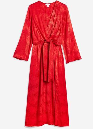 💔 элегантное красное платье миди в змеиный принт с разрезом topshop размер xs/s3 фото