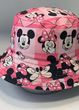 Панама річна двостороння рожева з мультяшним принтом міккі і мінні маус