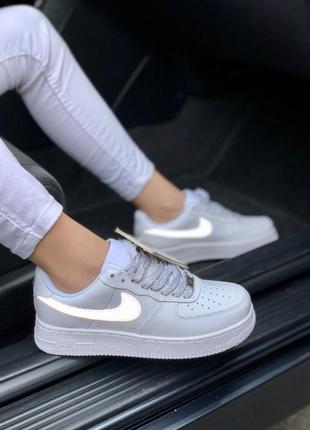 Nike air force 1 reflective кросівки, кеди рефлективні найк кросівки жіночі кеді