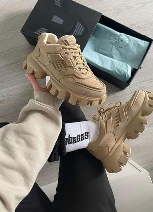 Кроссовки женские prada cloudbust thunder beige бежевые (прада, кросівки)