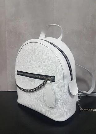 Рюкзак кожа, натуральная кожа белая гладкая с рептилией