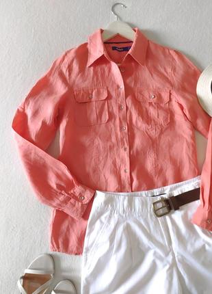 100% лён брендовая рубашка лососевого цвета mexx4 фото