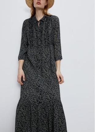 Zara платье с вискозы на пуговицах длинное xs
