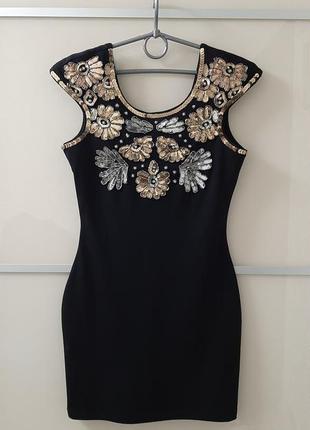 Маленькое черное платье футляр с паетками💥