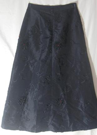 Спідниця жіноча максі, довга, чорна з візерунком. 38-40 р-н. шикарна.5 фото