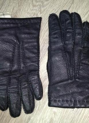Перчатки кожаные на ладонь 18-19 см женские кожа черные5 фото