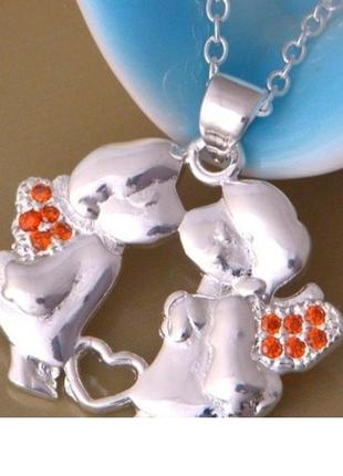 🏵шикарная подвеска на цепи кулон ангел в серебре 925 с фианитами, новый! арт. 3482