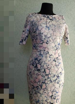 Платье миди цветочный принт marks & spencer элегантное облегающее открытая спина6 фото