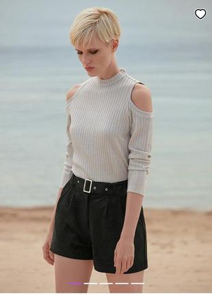 Лонгслив водолазка гольф топ  в рубчик лапша с открытыми плечами и молнией на спине lottie4 фото