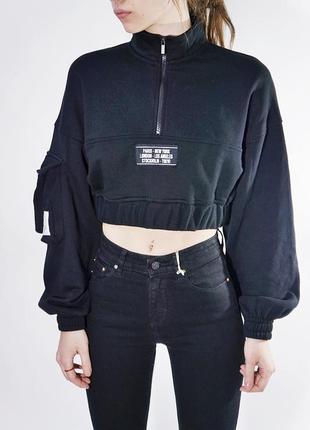 Свитшот bershka черный 7