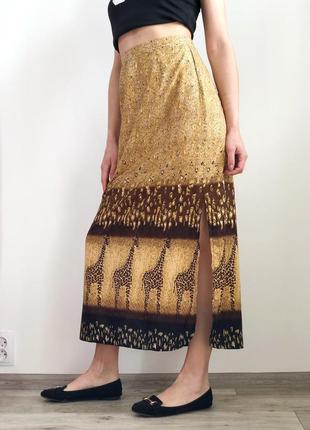 Летняя юбка миди с жирафами сафари 1+1=34 фото