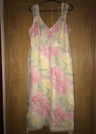 Monsoon-нежное натуральное рами/хлопок платье в принт! р.-44! батал