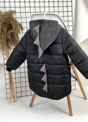 Демісезонна куртка динозаврик з плащівки ріжки тканина світловідбиваюча