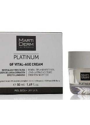 Крем для сухой кожи лица martiderm platinum gf vital age cream, 50 мл