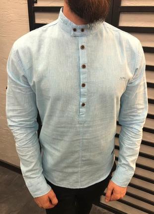 Рубашка мужская базовая голубая / сорочка чоловіча рубаха блуза базова