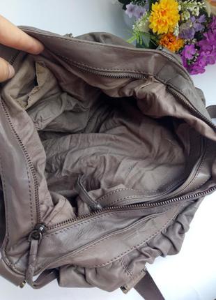 Большущая вместительная кожаная сумка, натуральная кожа цвет какао, accessorize4 фото
