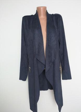 Темно-синяя удлиненная замшевая куртка - пальто   от wallis  10(38)7 фото