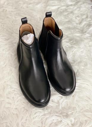 Кожаные ботинки zara, чёрного цвета2 фото