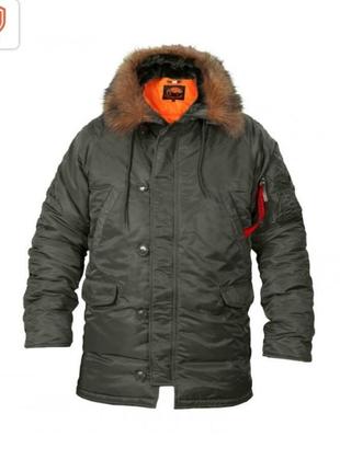 Довга куртка аляска n3b chameleon slim-fit n-3b n 3b  тепла куртка парка з капюшоном